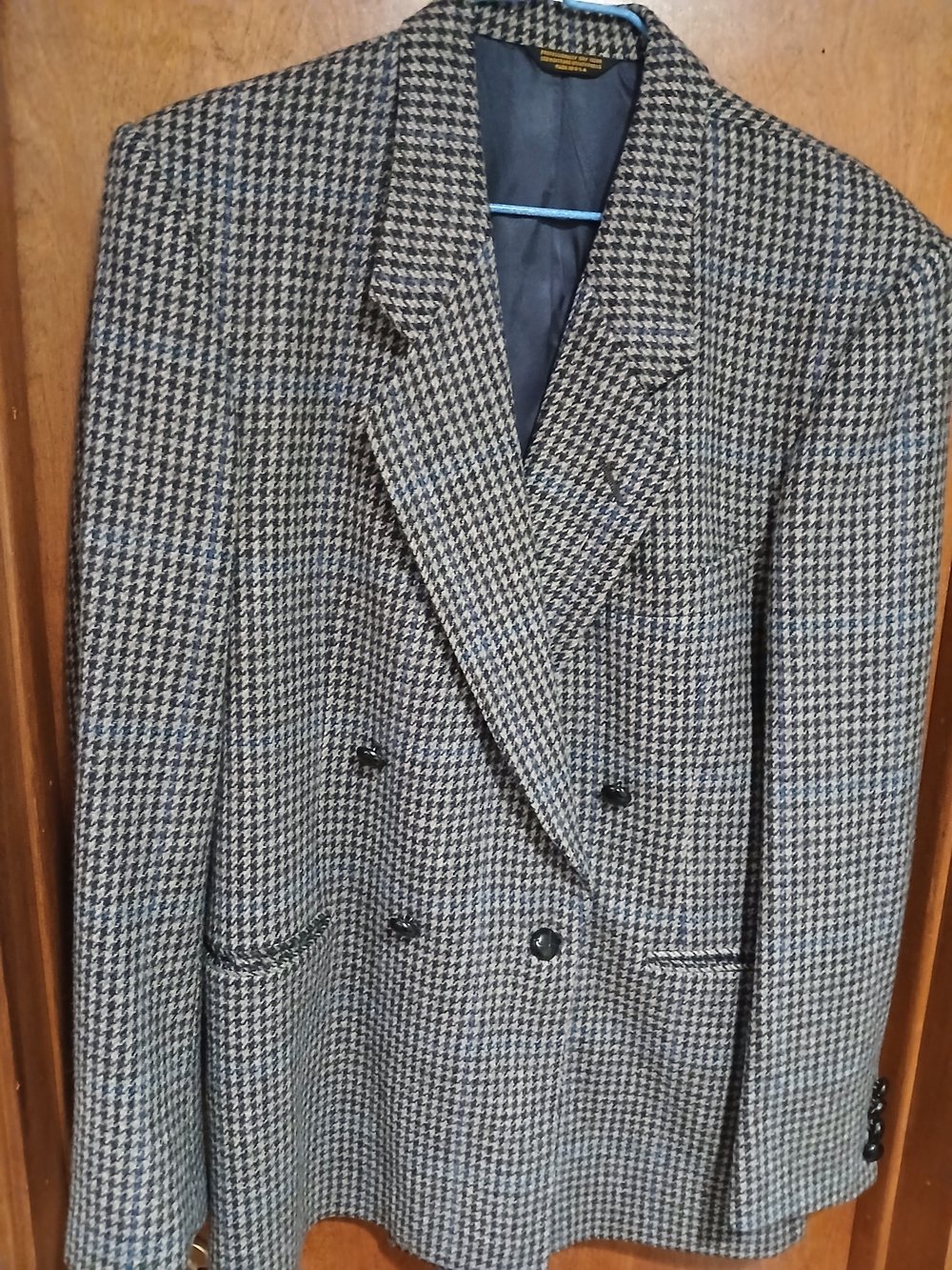 Houndstooth Double-Breasted Blazer - Black & White